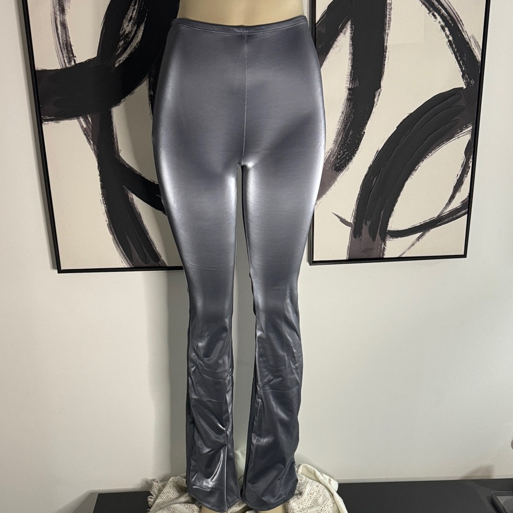 Women's Gray Satin Pants